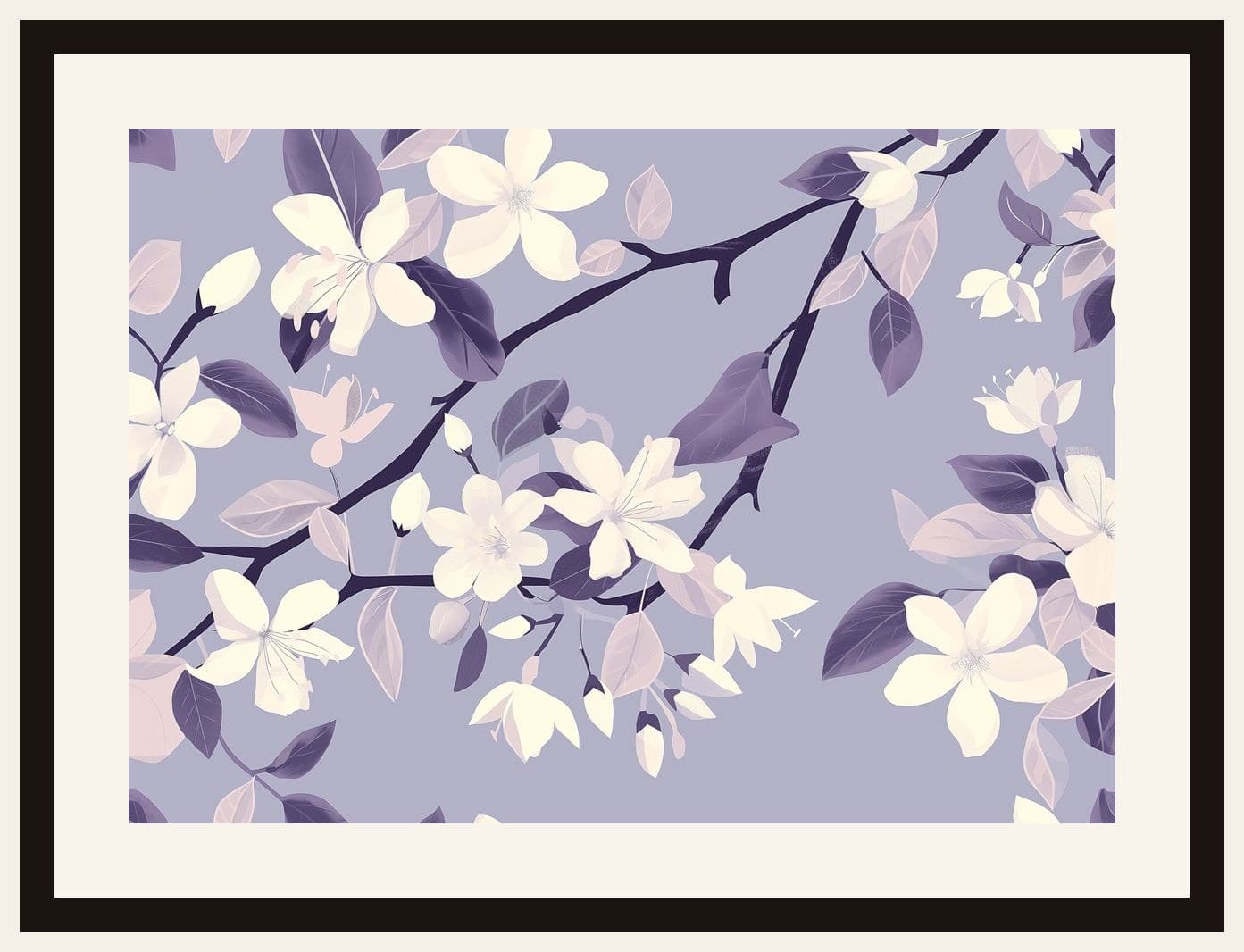 White Jasmine Blossom Branch Pattern