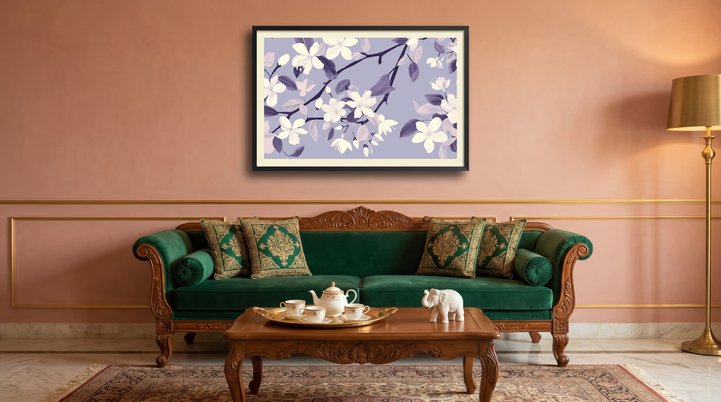 White Jasmine Blossom Branch Pattern — in situ