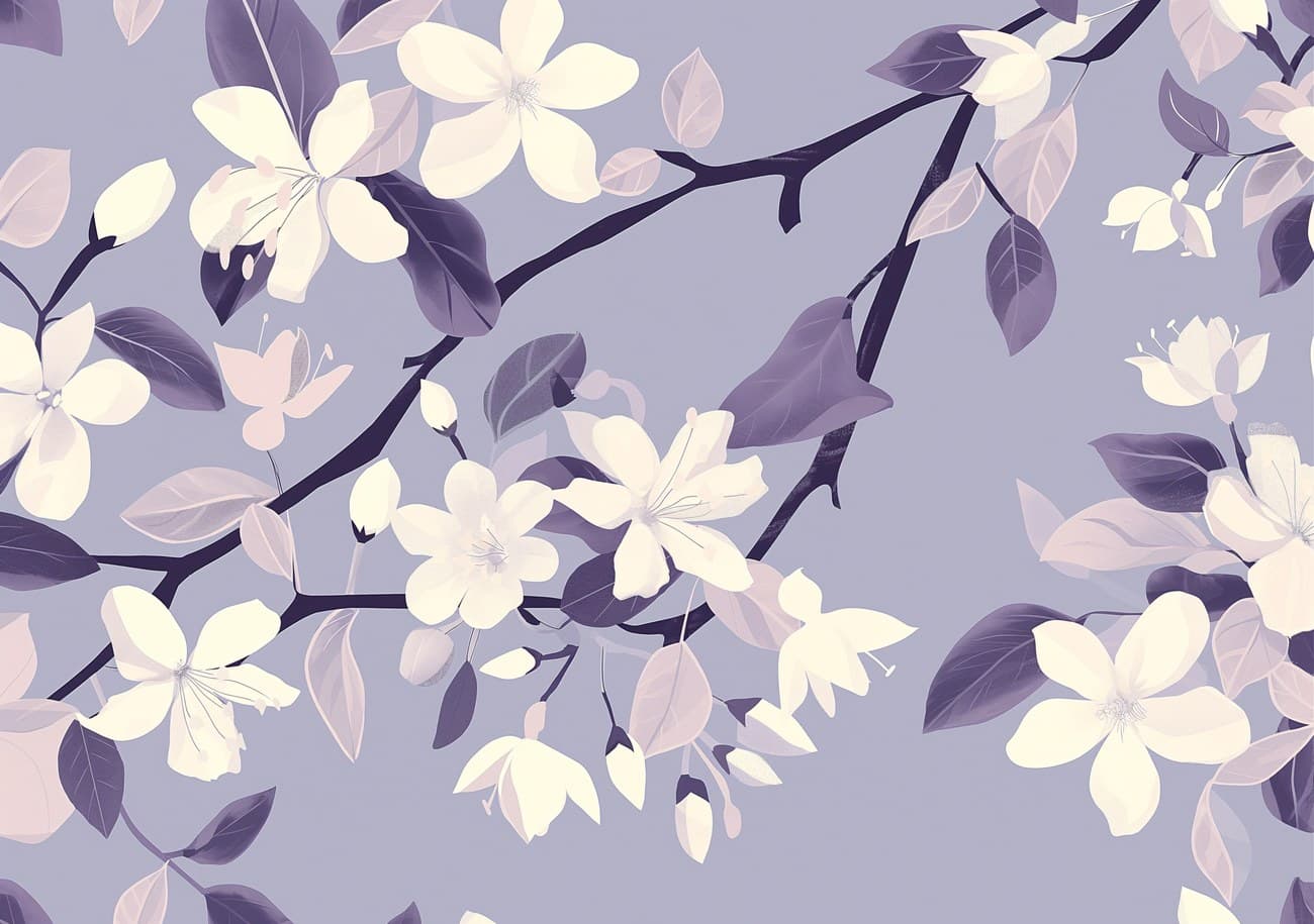 White Jasmine Blossom Branch Pattern