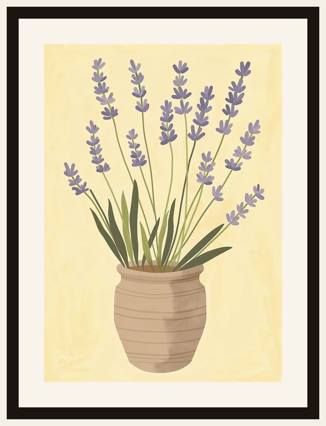 Lavender Sprigs Terracotta Pot Illustration