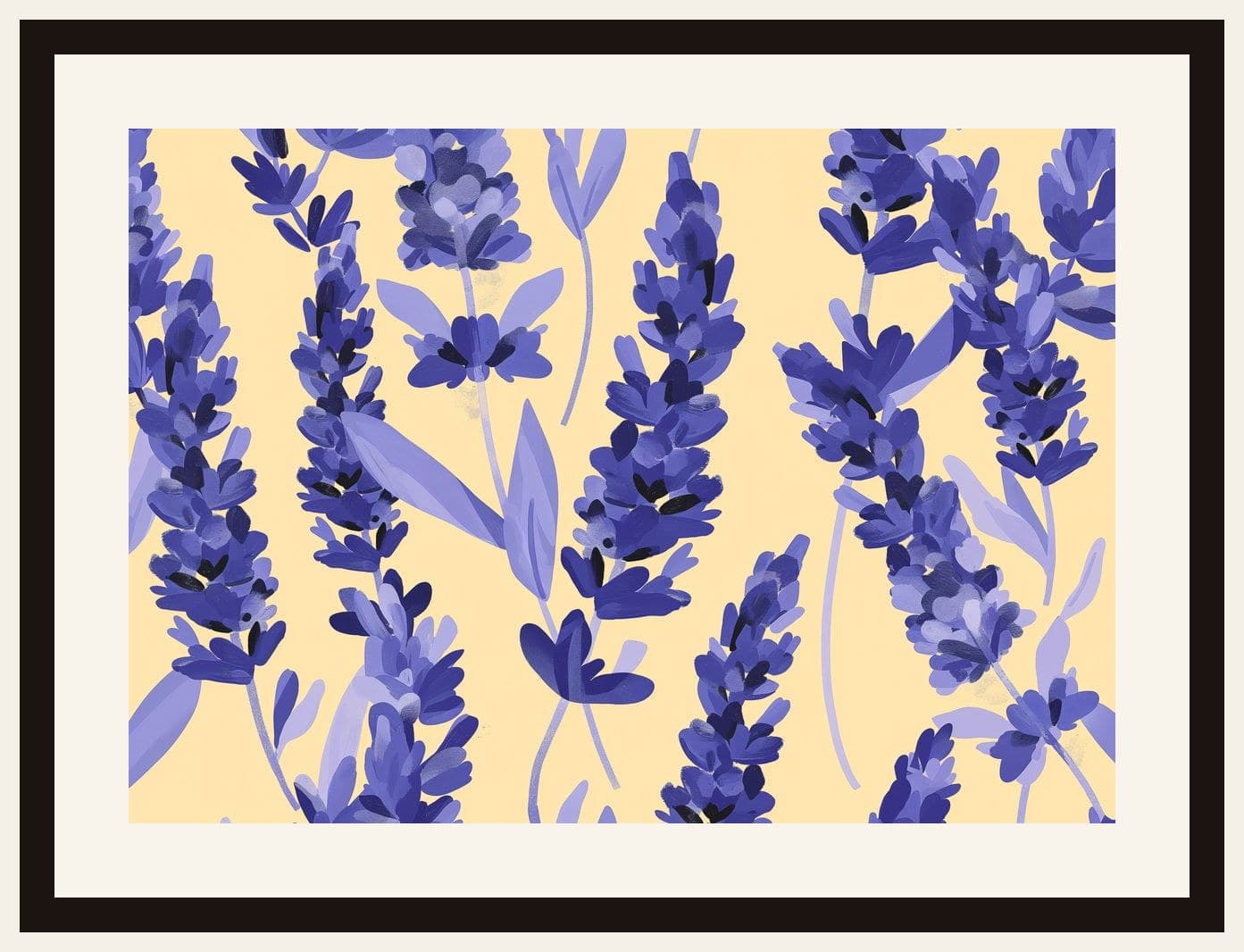 Lavender Sprigs On Yellow Background