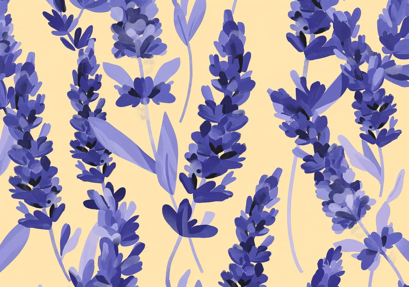 Lavender Sprigs On Yellow Background