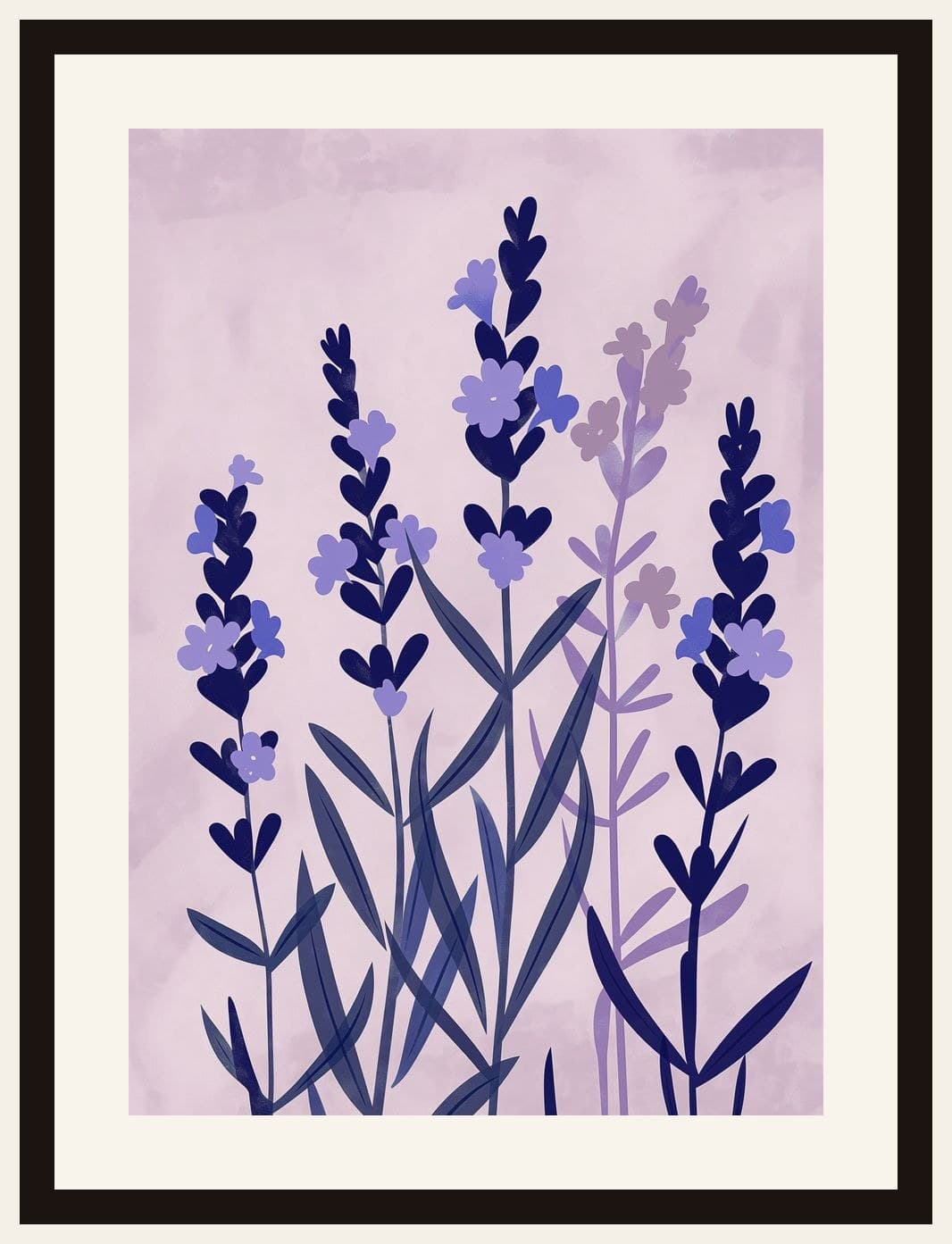 Lavender Stems Purple Watercolour Illustration
