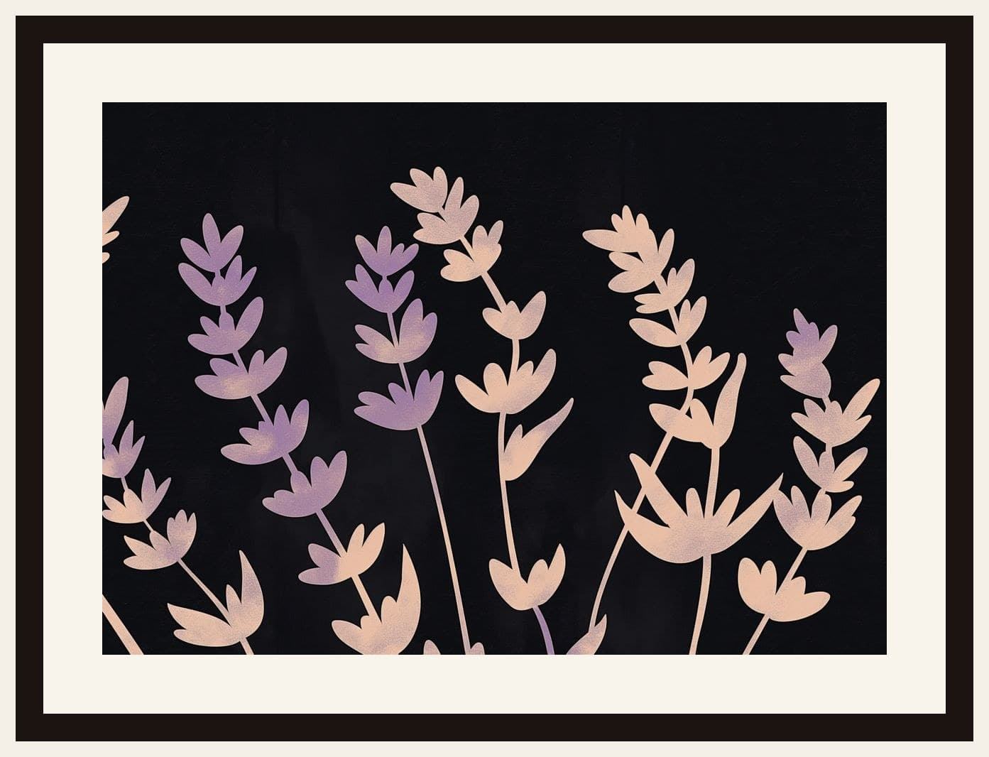 Lavender Sprigs Silhouettes Dark Background