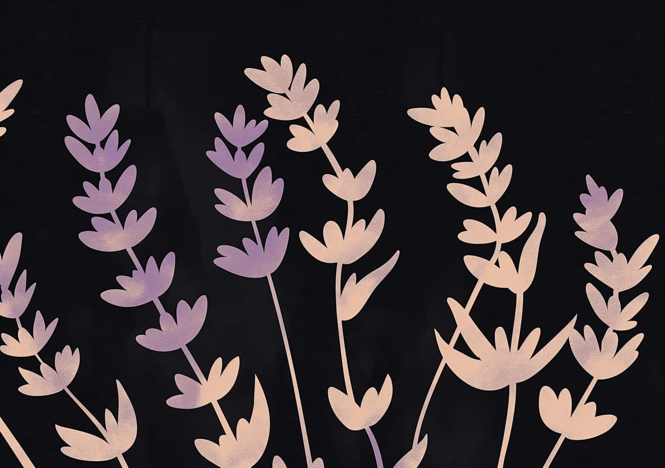 Lavender Sprigs Silhouettes Dark Background
