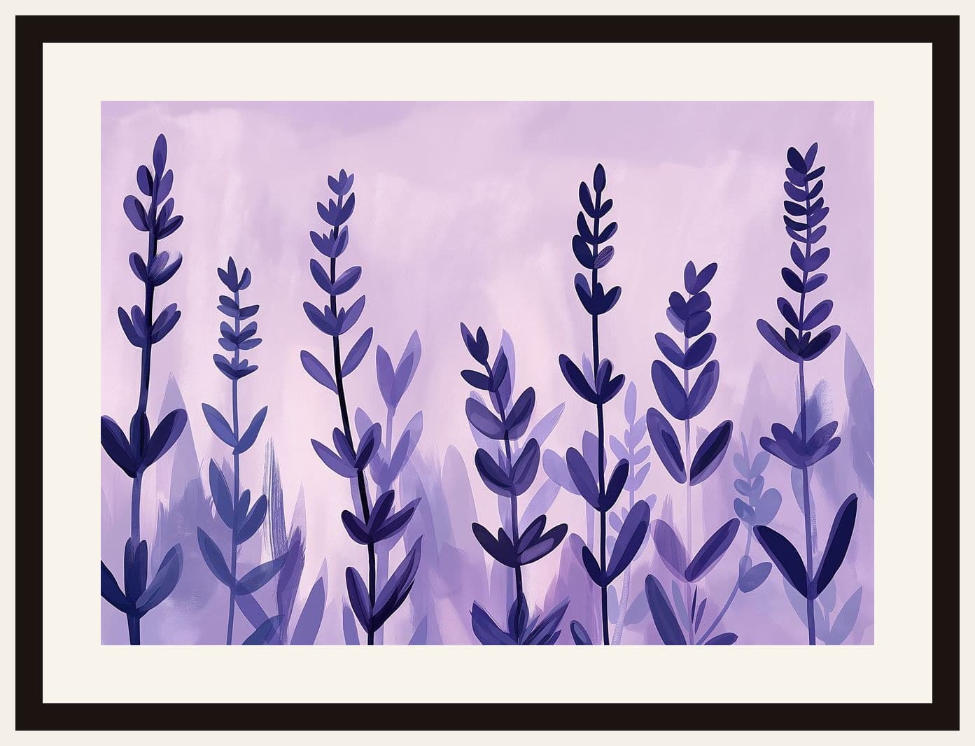 Lavender Field Purple Stems Minimal Art