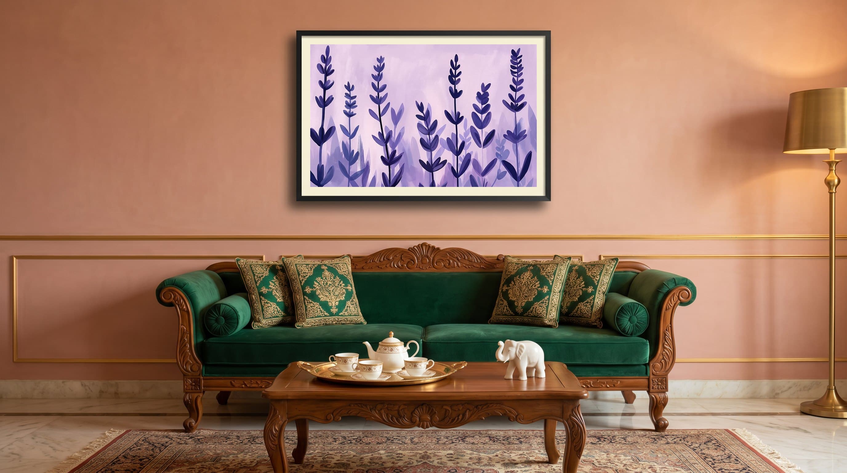 Lavender Field Purple Stems Minimal Art — in situ