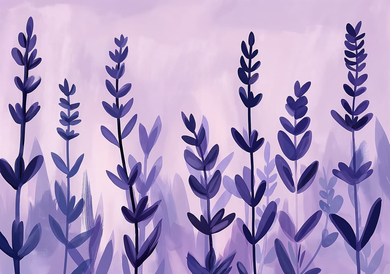 Lavender Field Purple Stems Minimal Art
