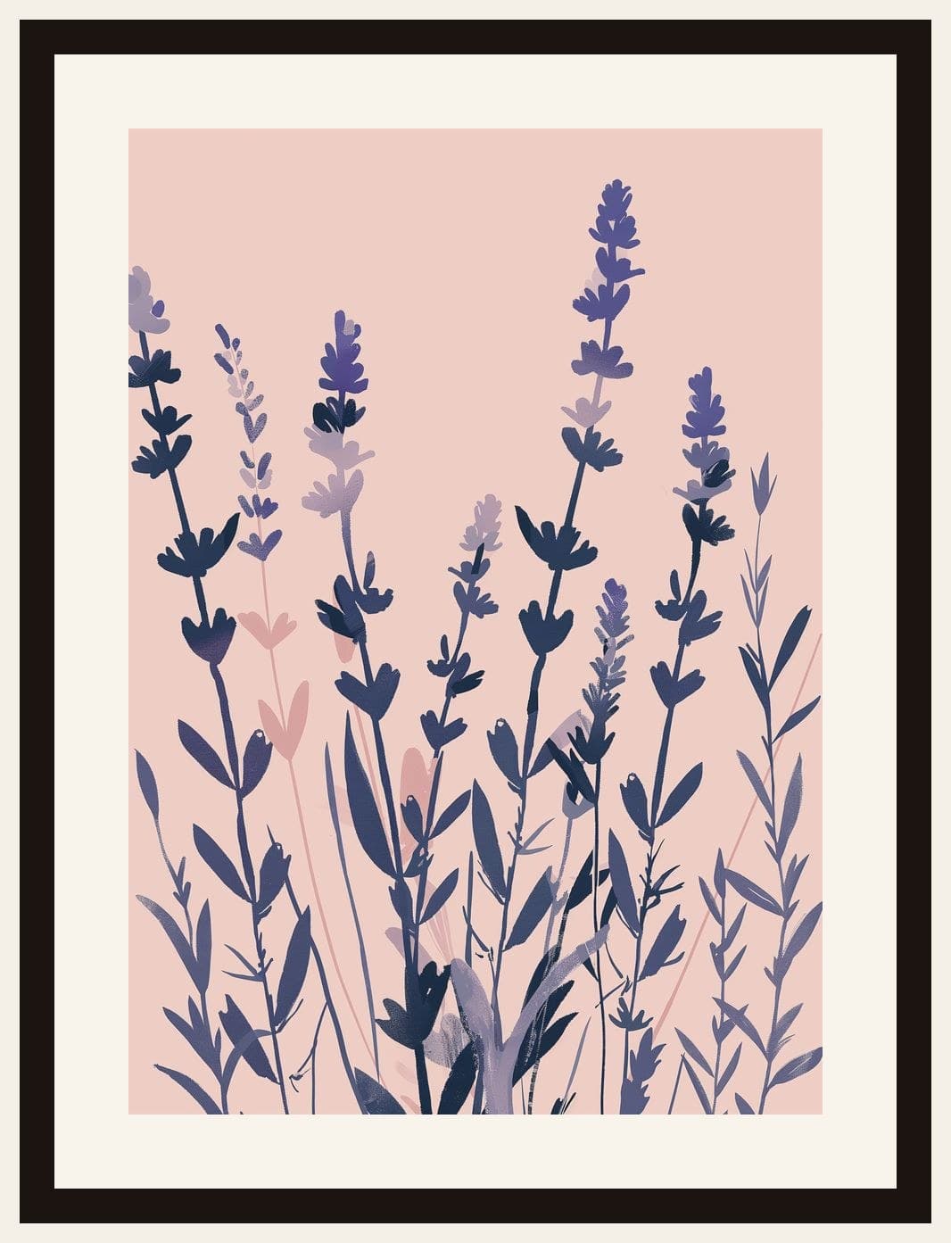 Lavender Stems Blush Pink Background