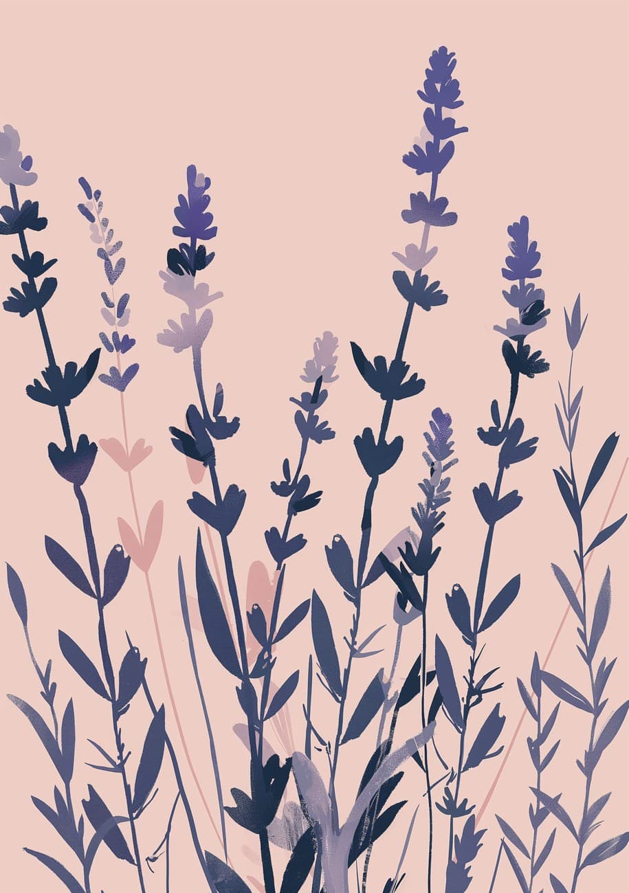 Lavender Stems Blush Pink Background