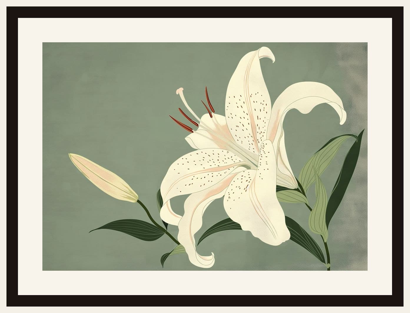 White Lily Botanical Sage Green