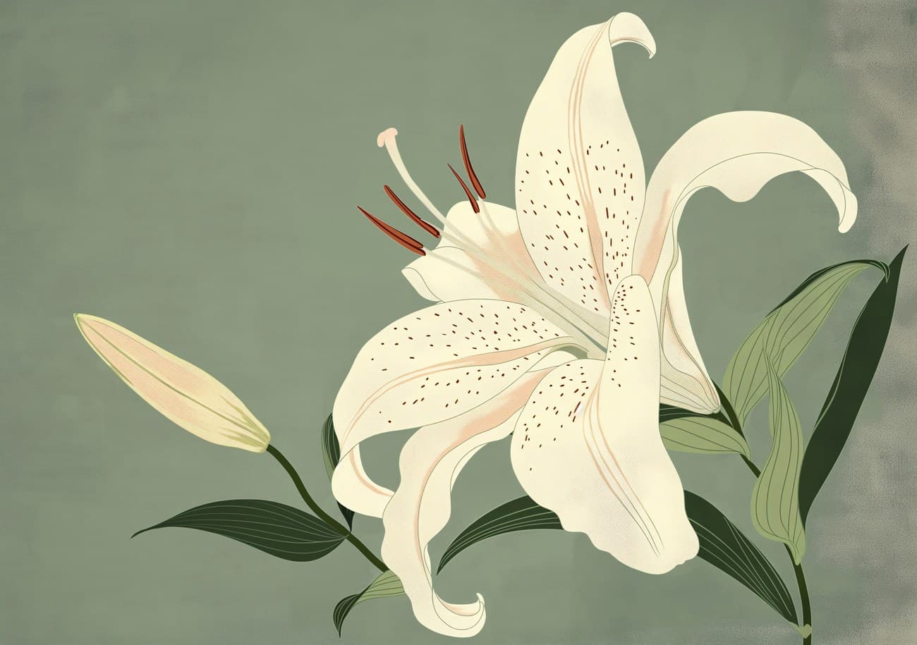 White Lily Botanical Sage Green