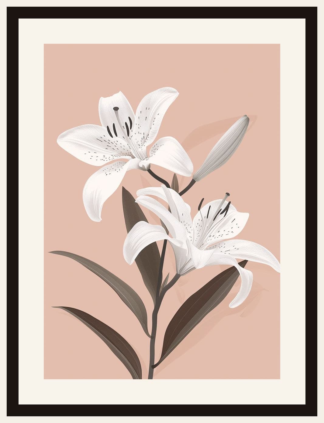 White Tiger Lily Bouquet Blush Background