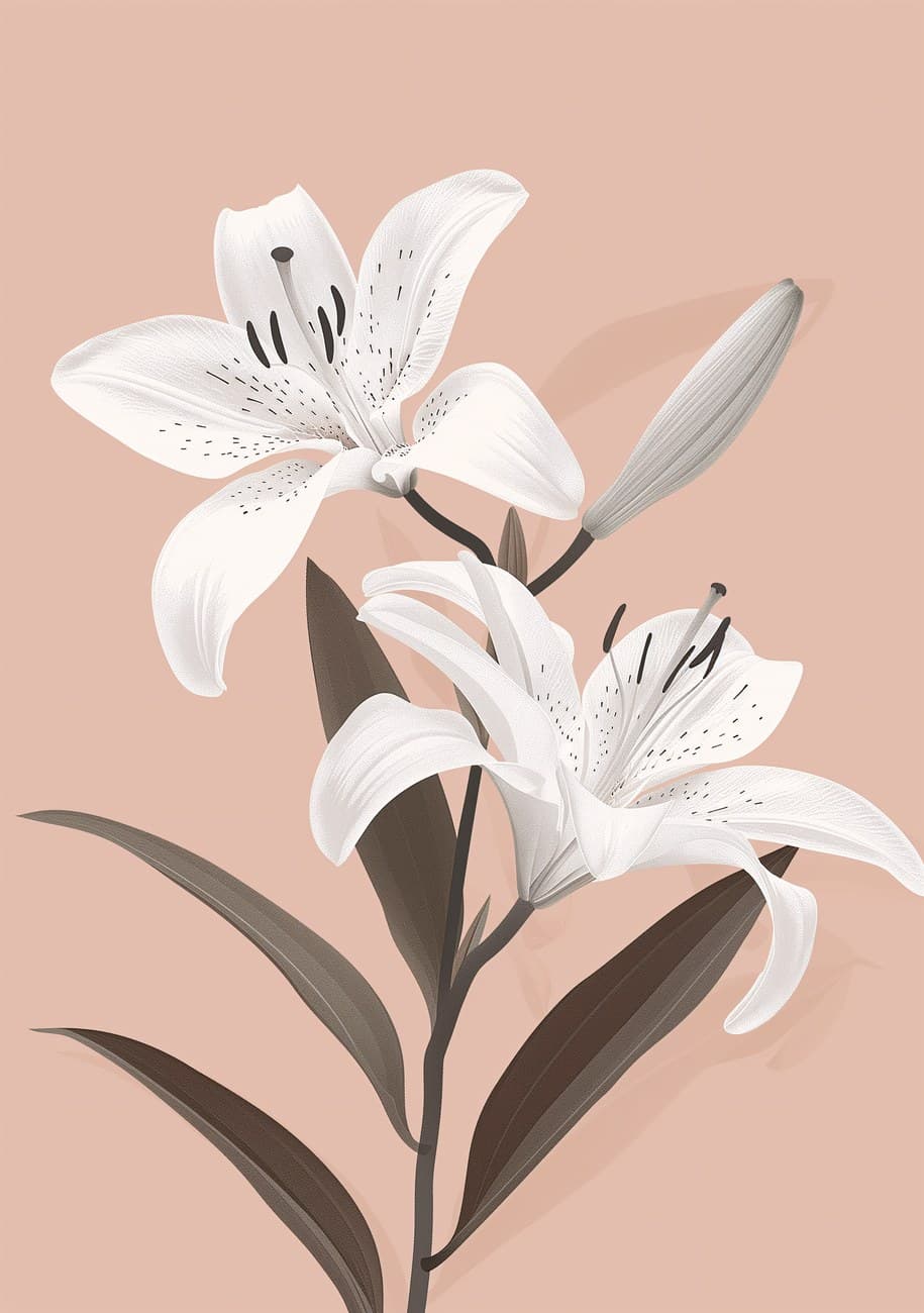 White Tiger Lily Bouquet Blush Background