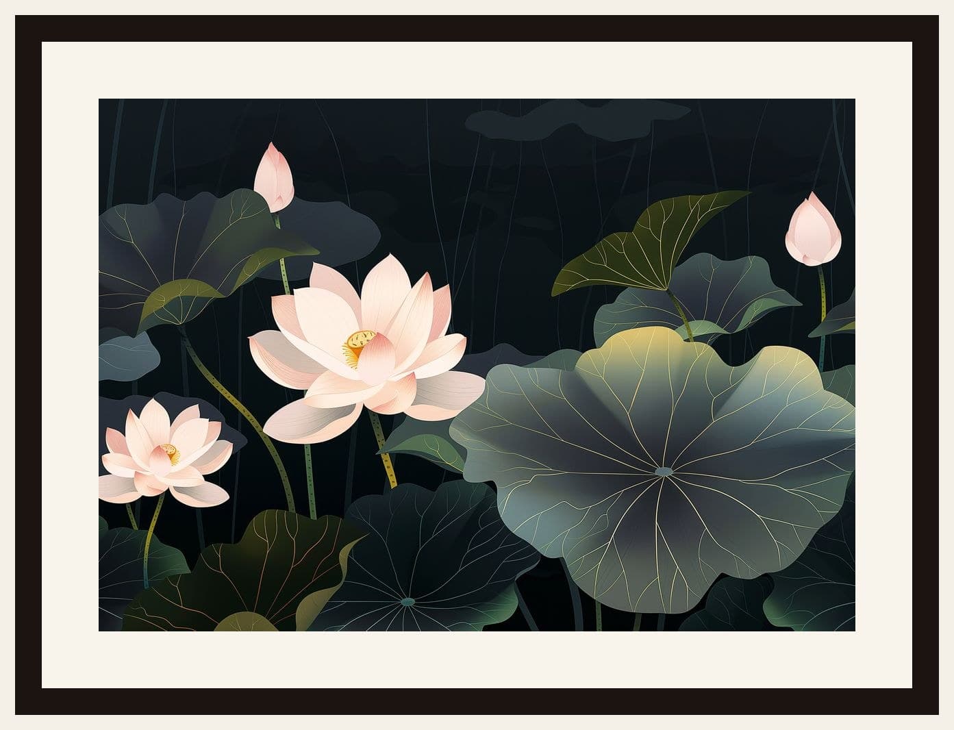 Pink Lotus Pond Dark Moody