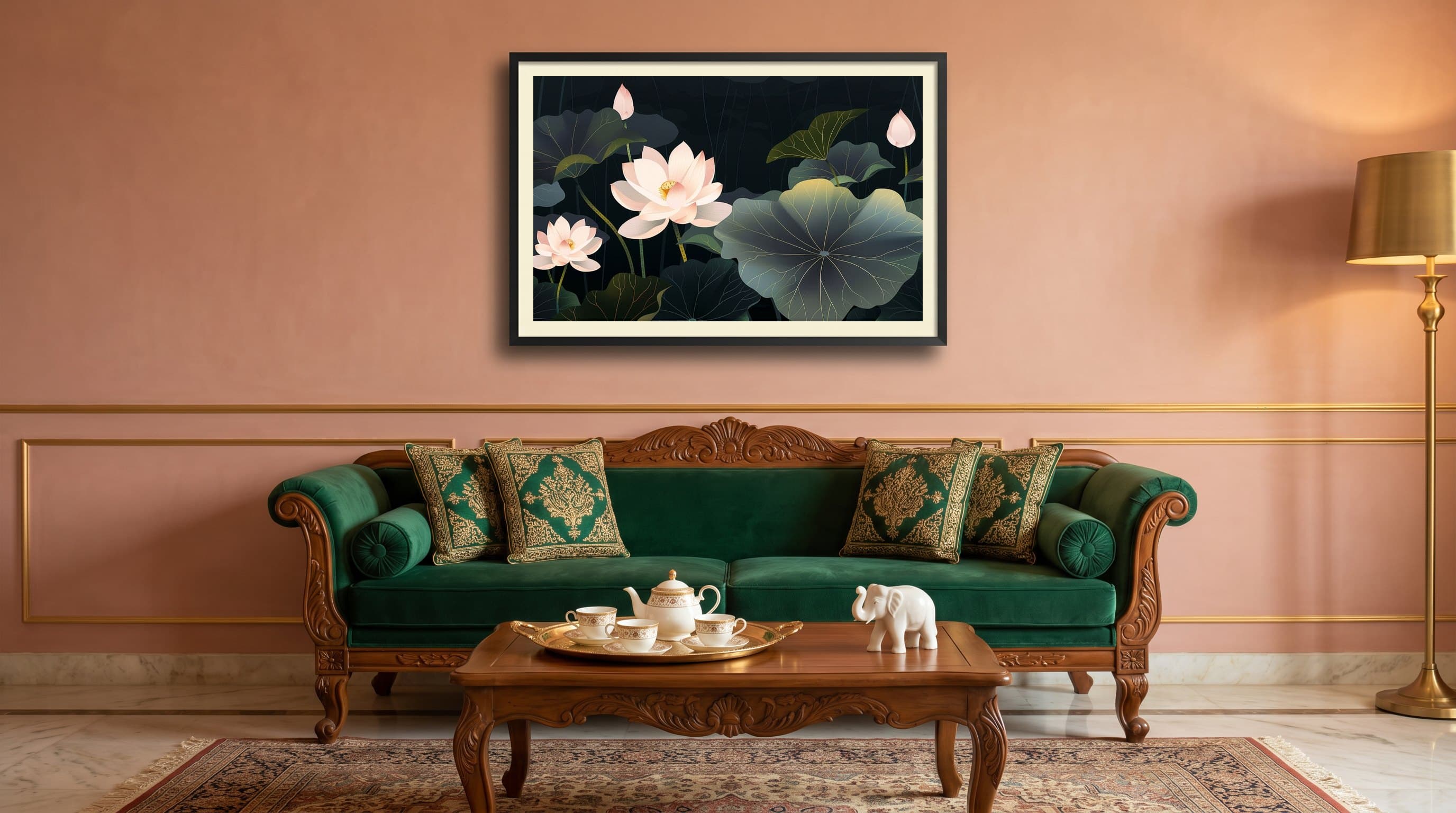 Pink Lotus Pond Dark Moody — in situ
