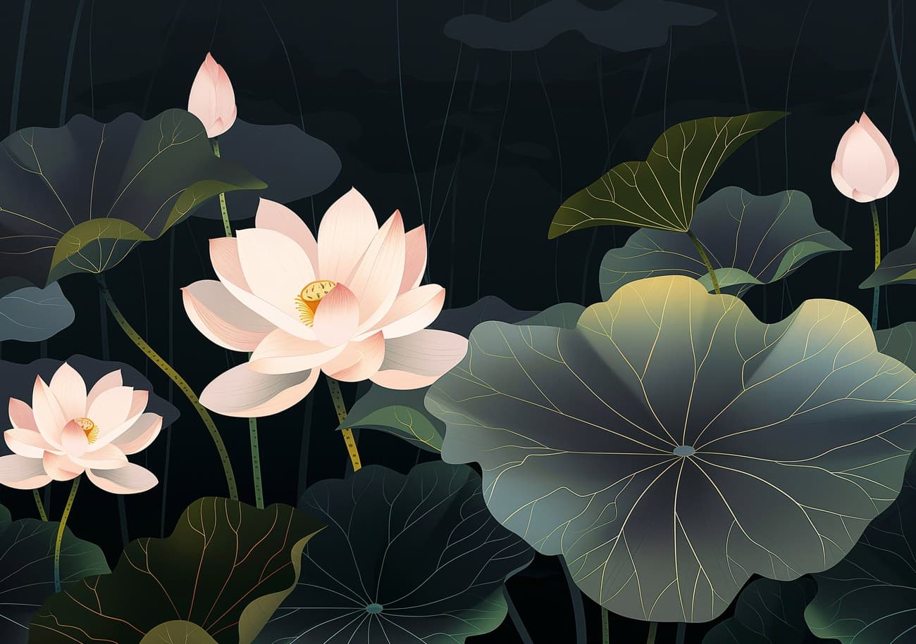 Pink Lotus Pond Dark Moody