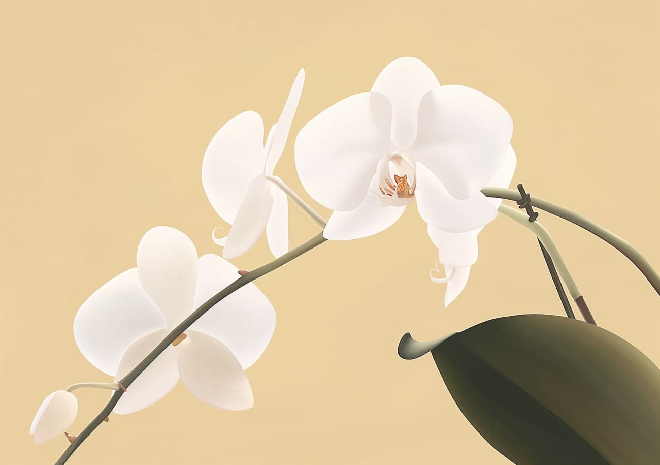 White Phalaenopsis Orchid Beige Background