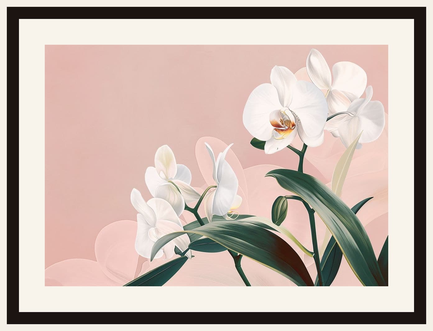 White Orchids Blush Pink Background