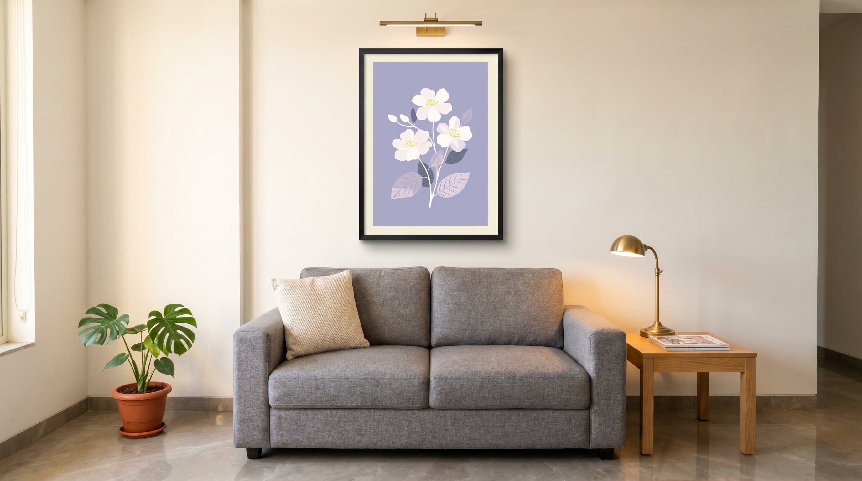 White Jasmine Flowers Lavender Background — in situ