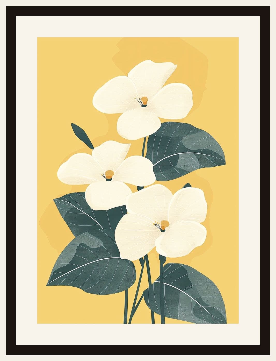 White Magnolia Flowers Yellow Background