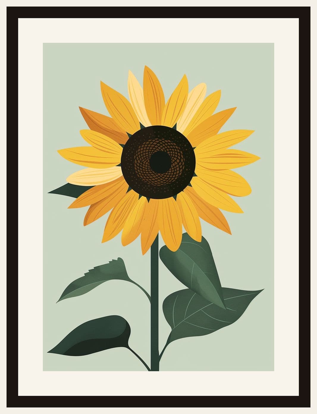 Single Sunflower Stem Illustration
