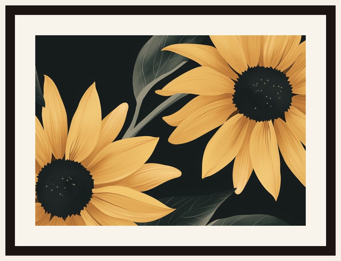 Close-Up Sunflowers Dark Background