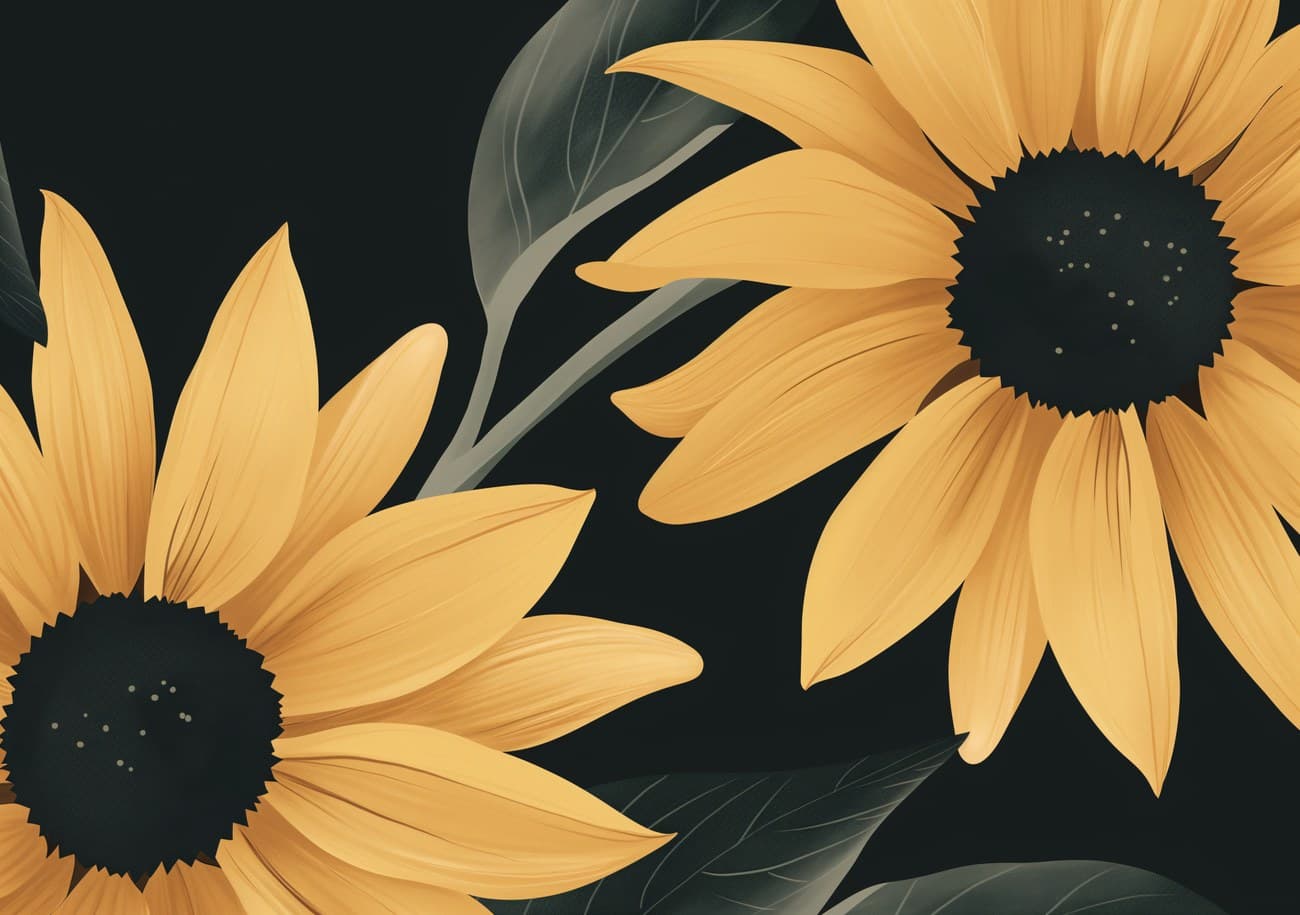 Close-Up Sunflowers Dark Background