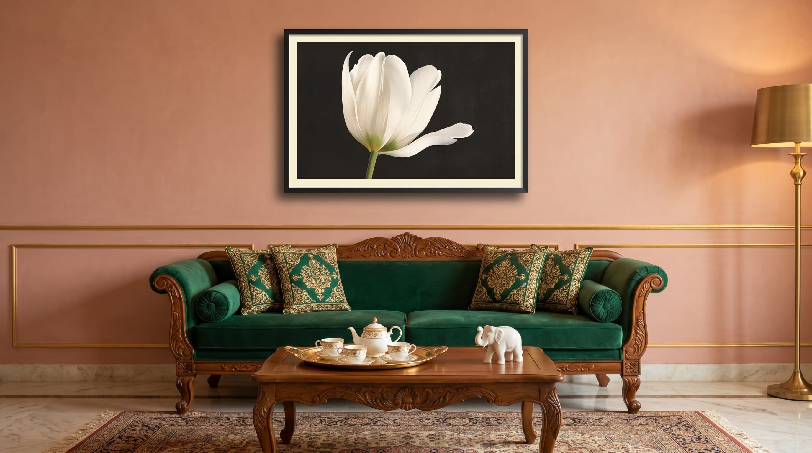 White Tulip Dark Background Close-Up — in situ