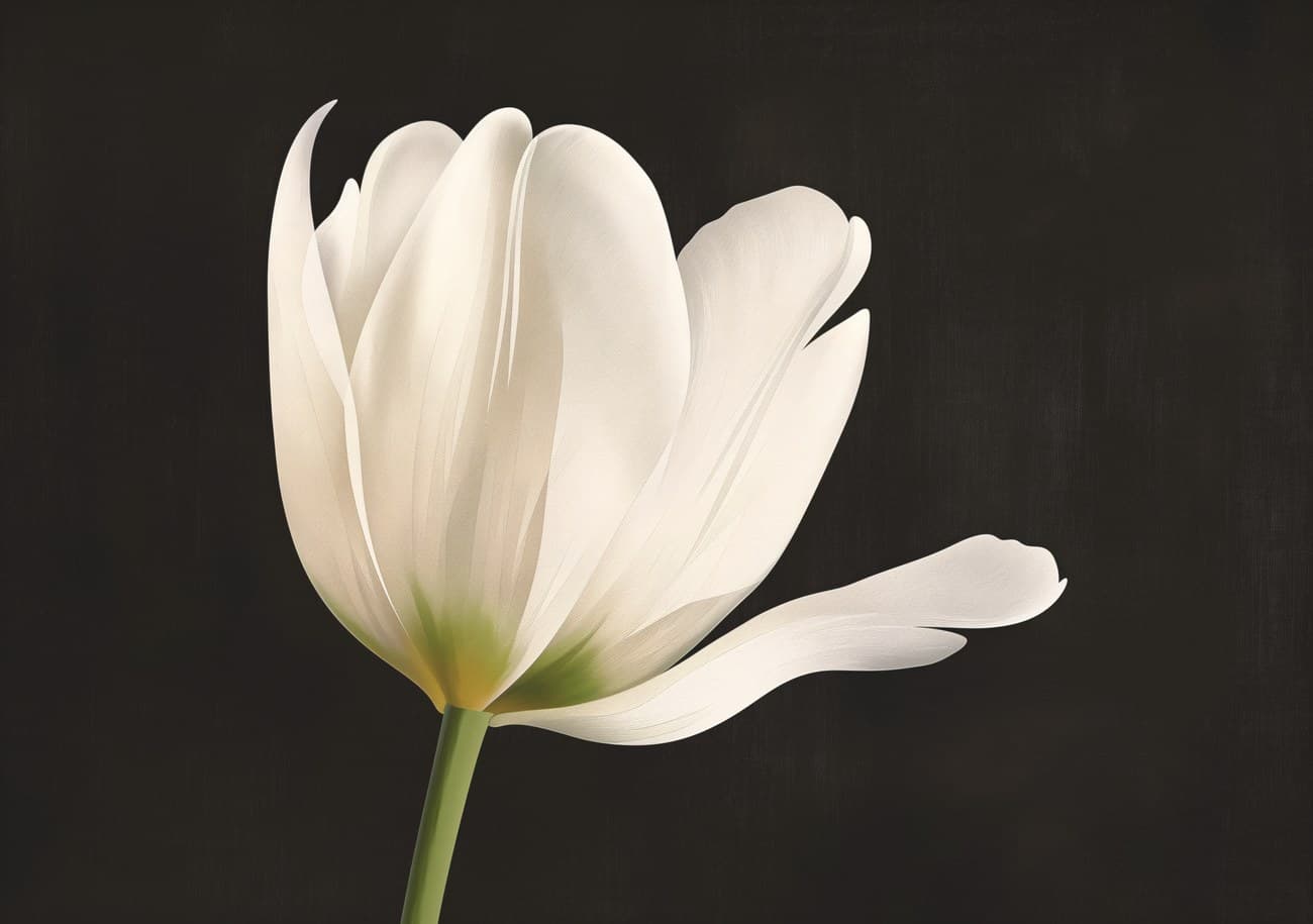 White Tulip Dark Background Close-Up