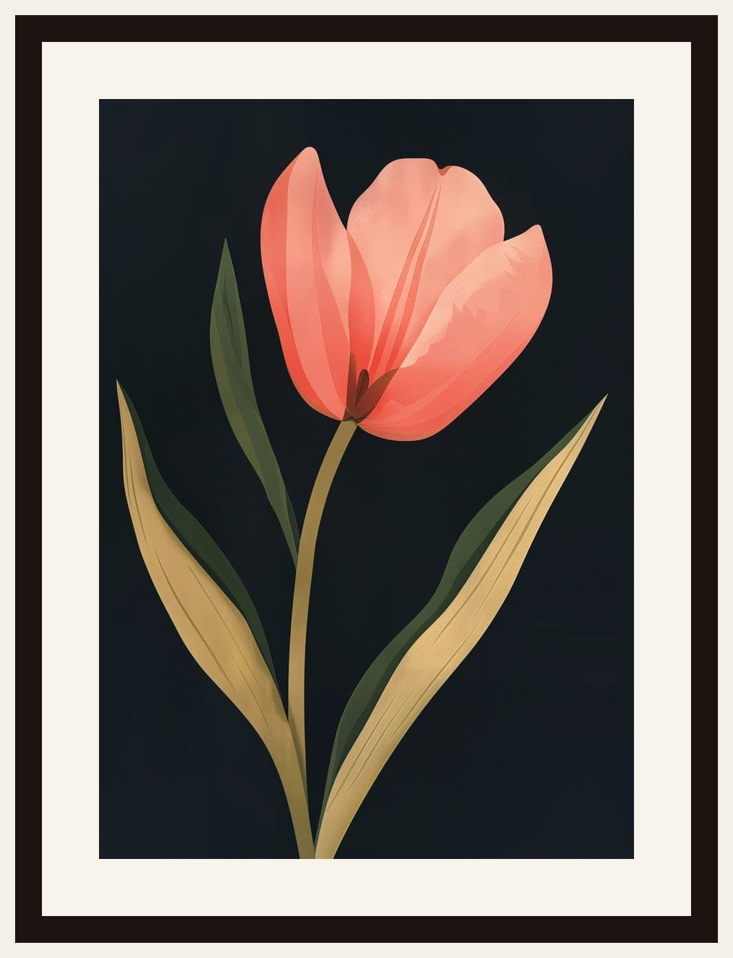 Single Pink Tulip Dark Background