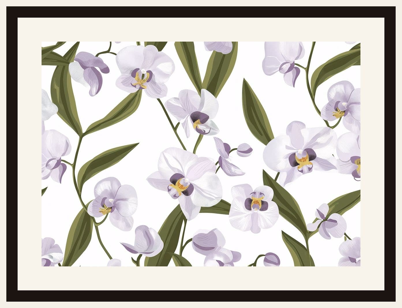 Purple White Orchid Scattered Repeat Pattern