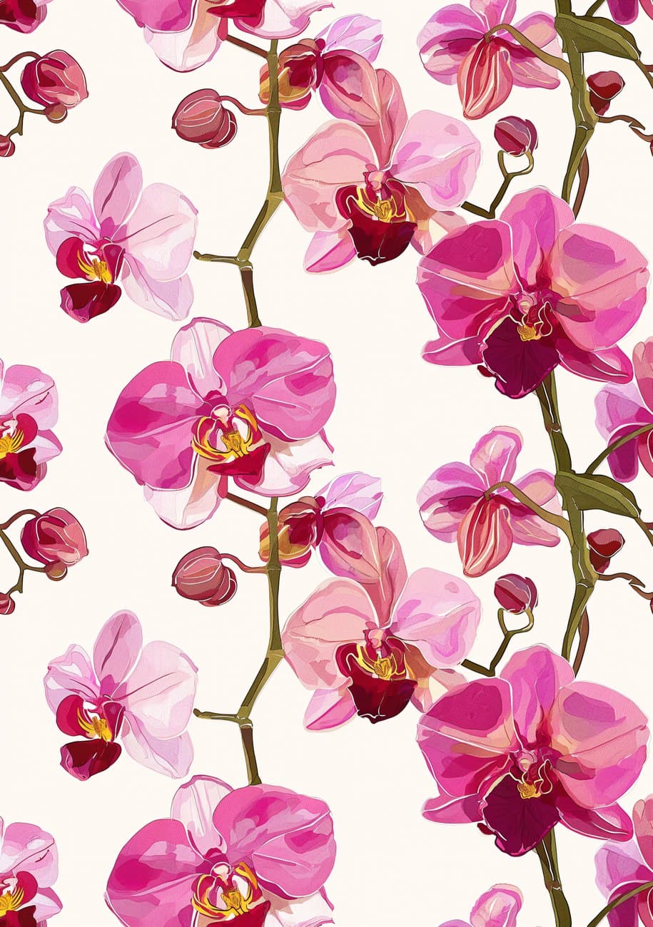 Pink Orchid Blooms Cascading Stems