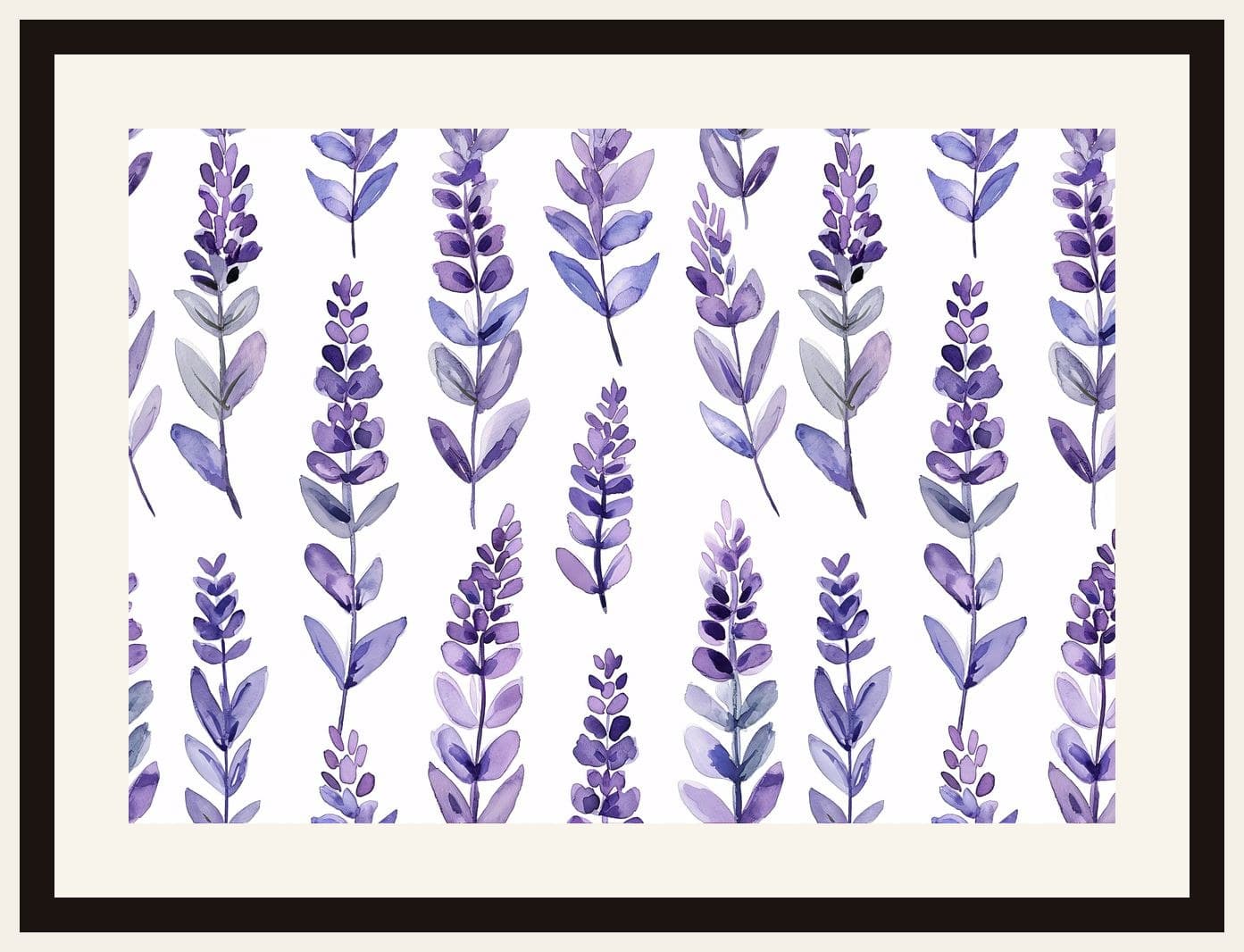 Watercolour Lavender Sprigs Repeat Pattern