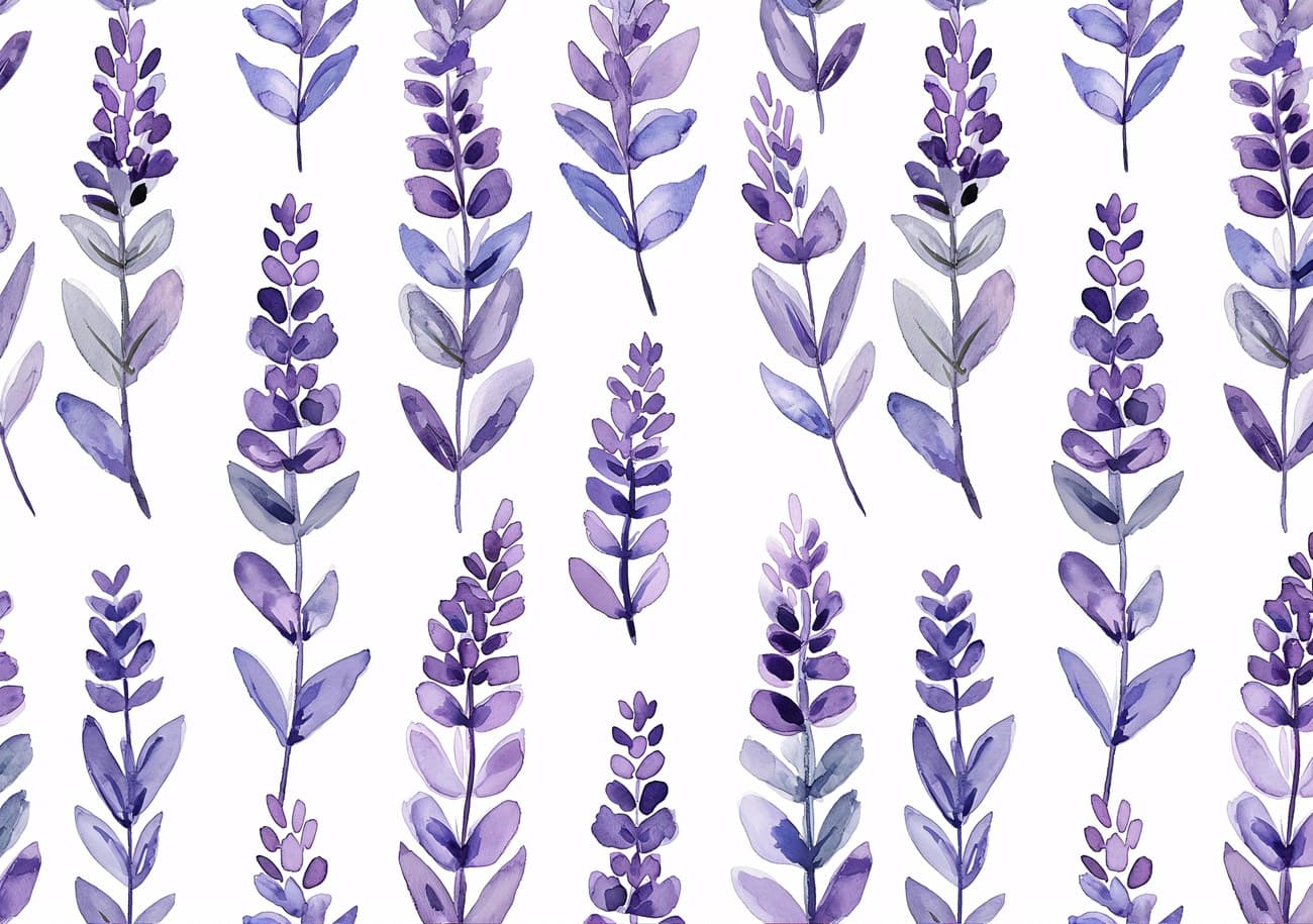 Watercolour Lavender Sprigs Repeat Pattern