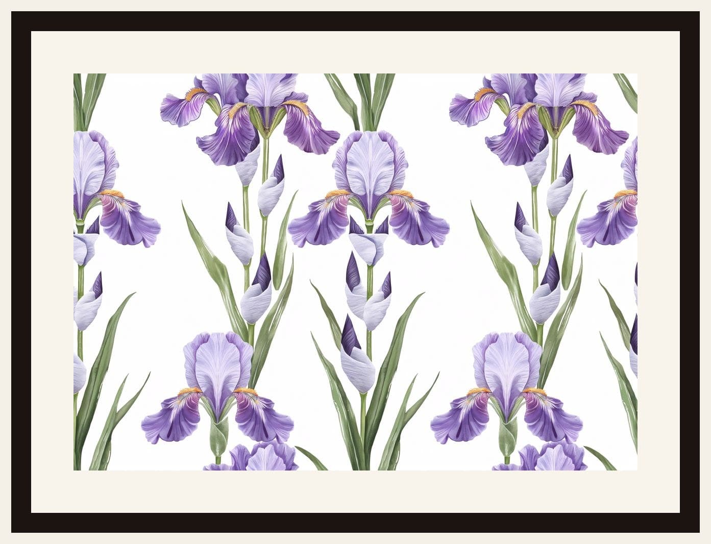 Purple Iris Botanical Repeat Pattern