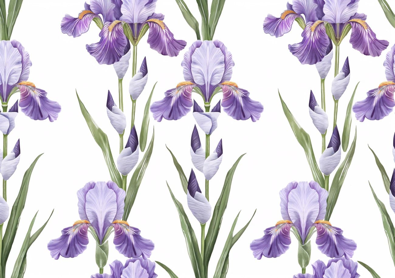 Purple Iris Botanical Repeat Pattern