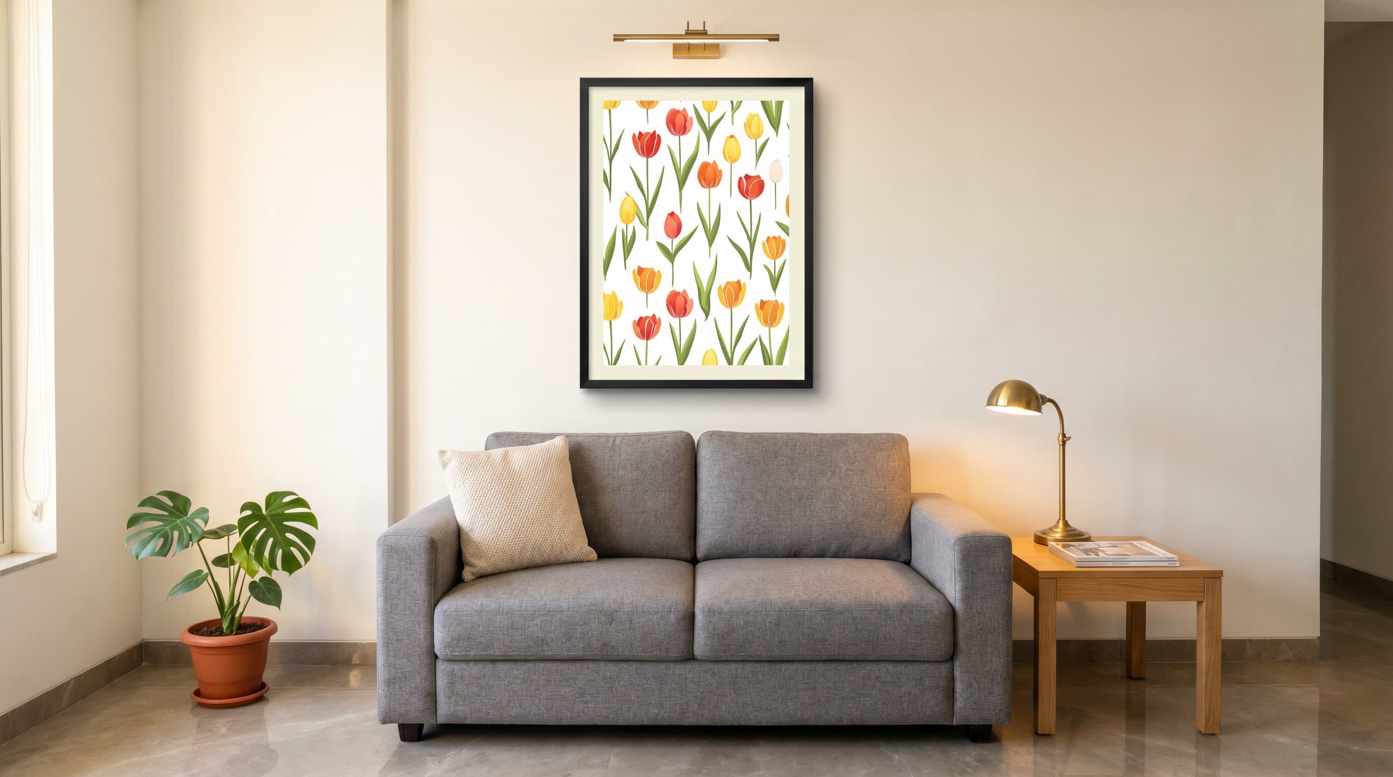 Red Orange Yellow Tulip Pattern — in situ