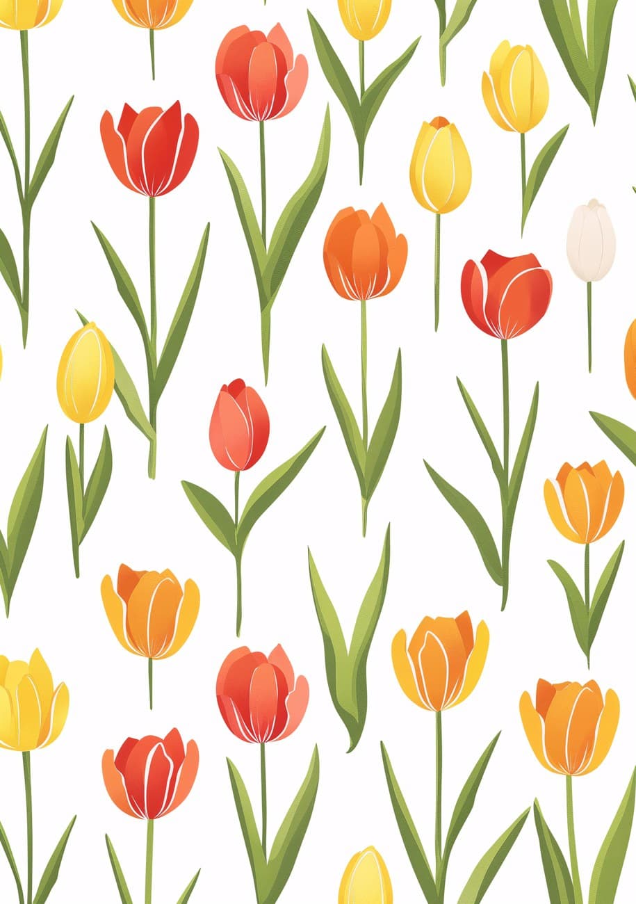 Red Orange Yellow Tulip Pattern