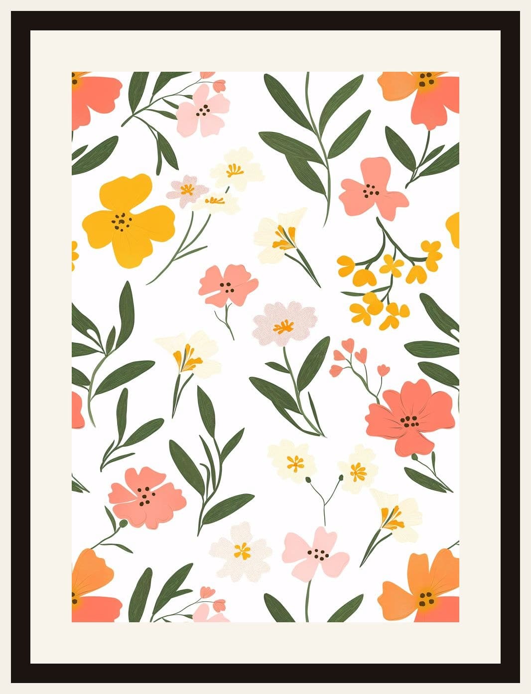 Wildflower Meadow Pattern Pastel Tones