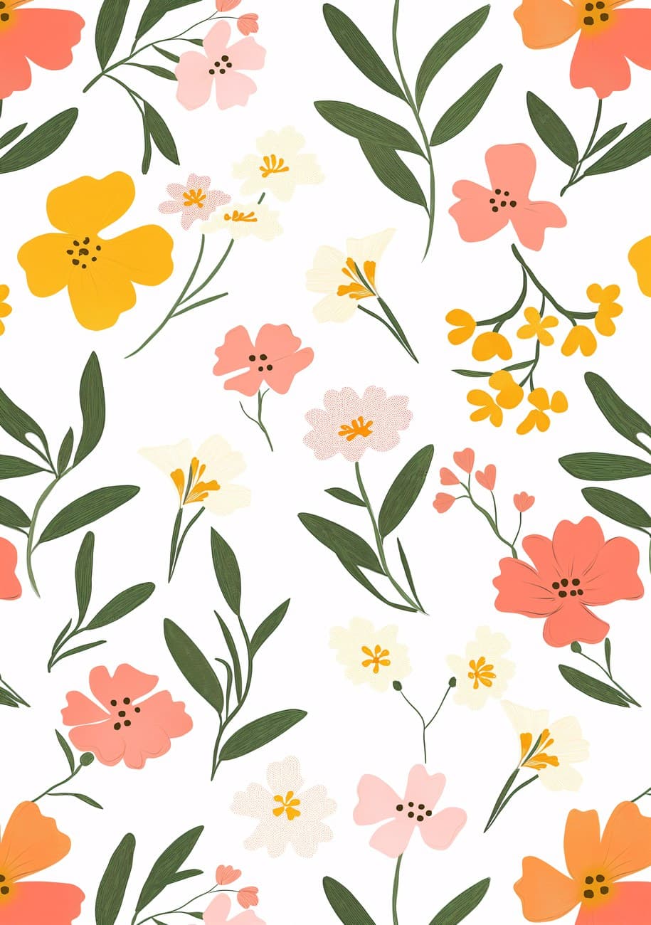 Wildflower Meadow Pattern Pastel Tones