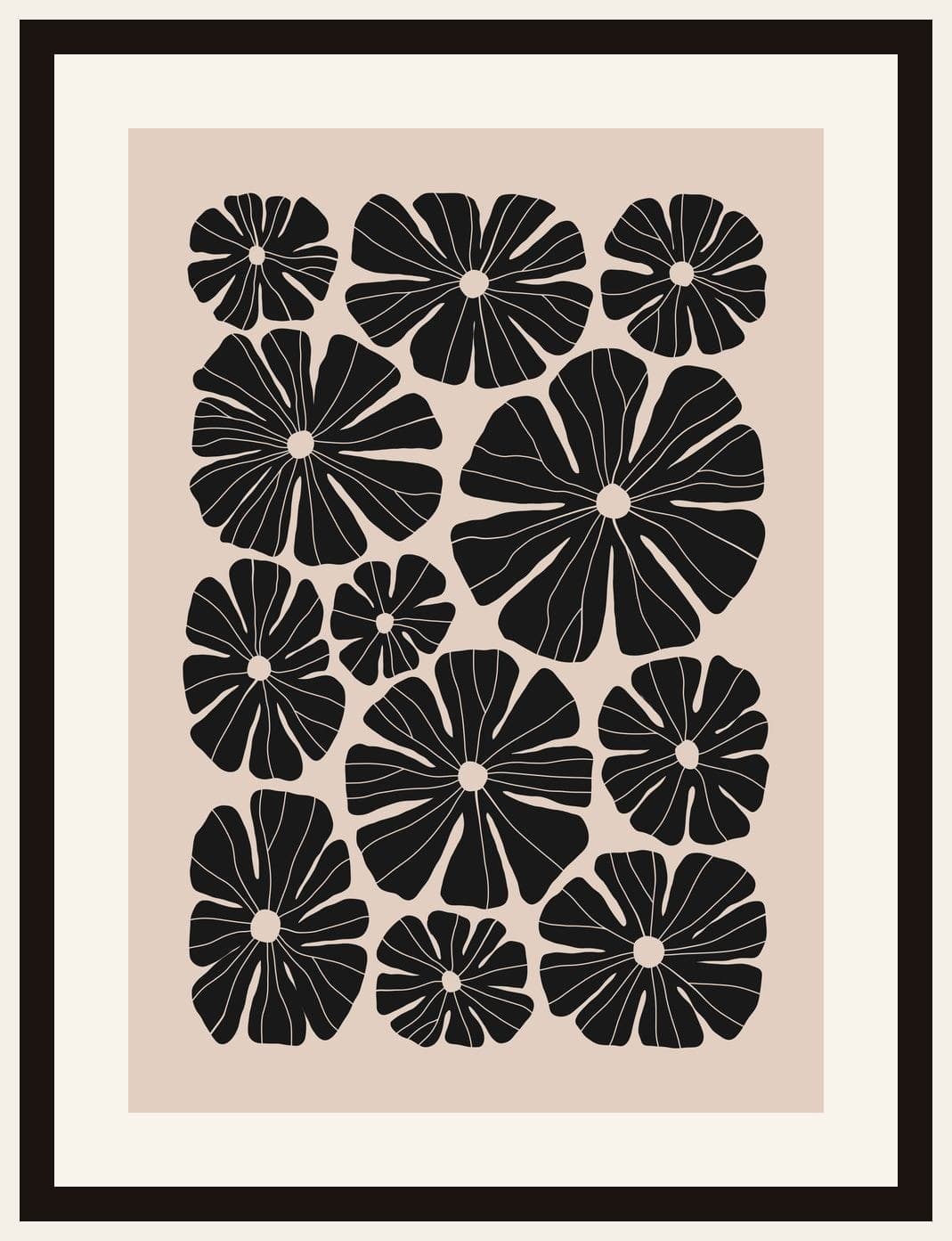 Bold Graphic Floral Pattern Beige Background