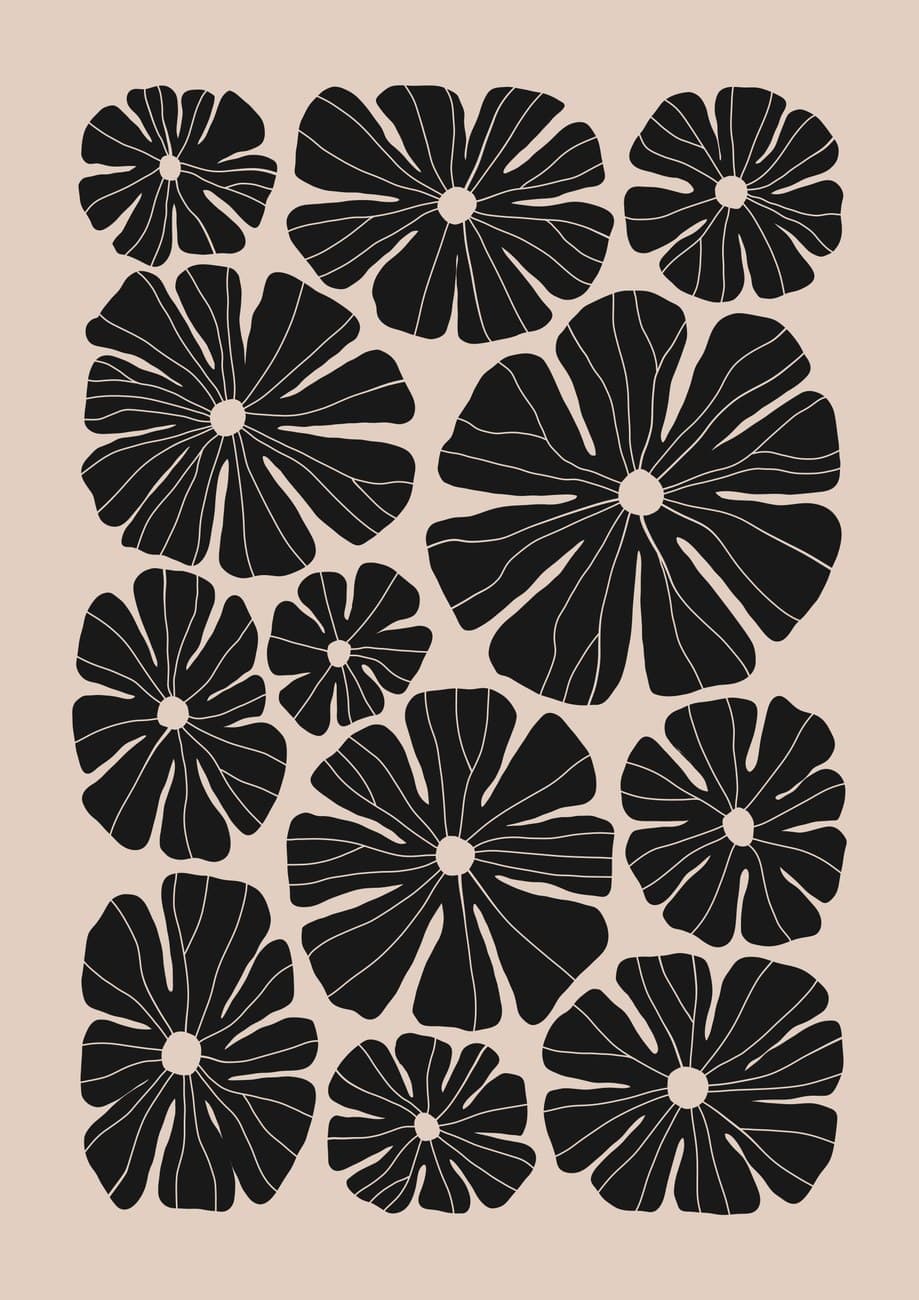 Bold Graphic Floral Pattern Beige Background
