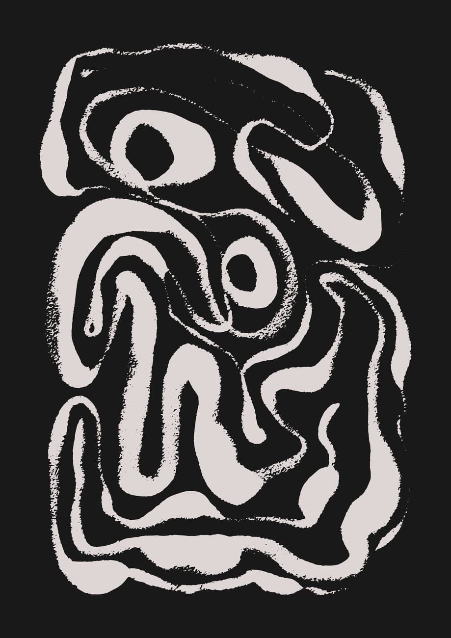 Abstract Wavy Organic Line Forms Black Beige