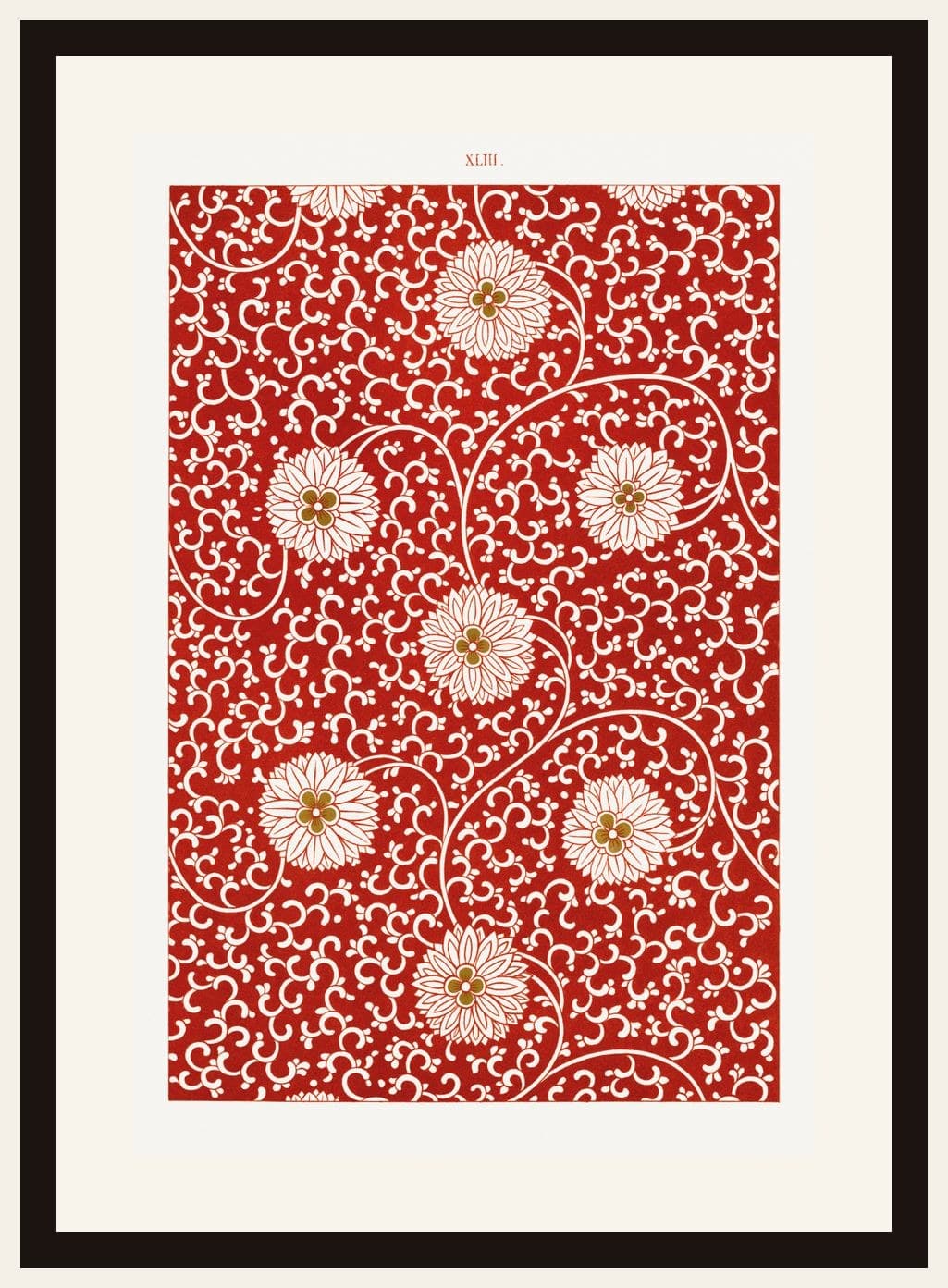 Red Chrysanthemum Floral Pattern Ornamental