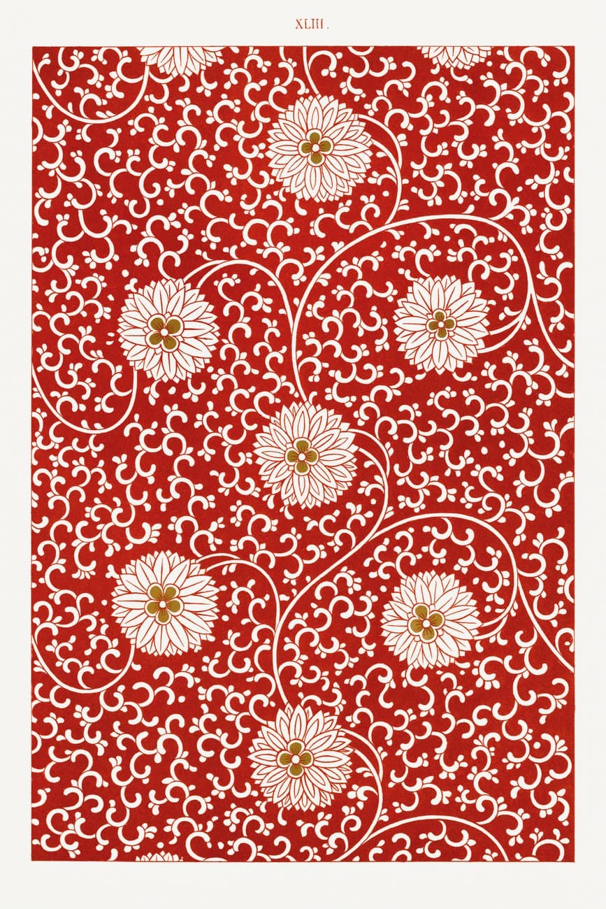 Red Chrysanthemum Floral Pattern Ornamental