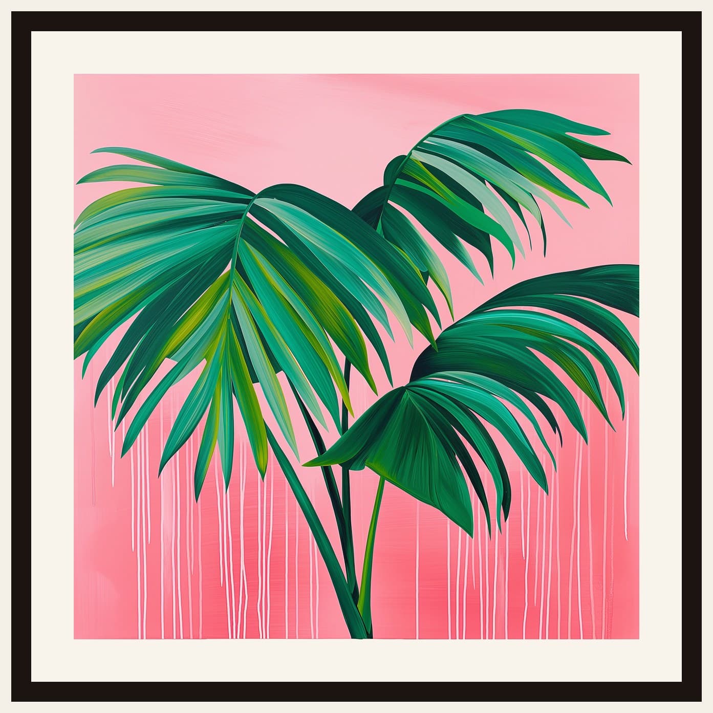 Tropical Palm Leaves Pink Background