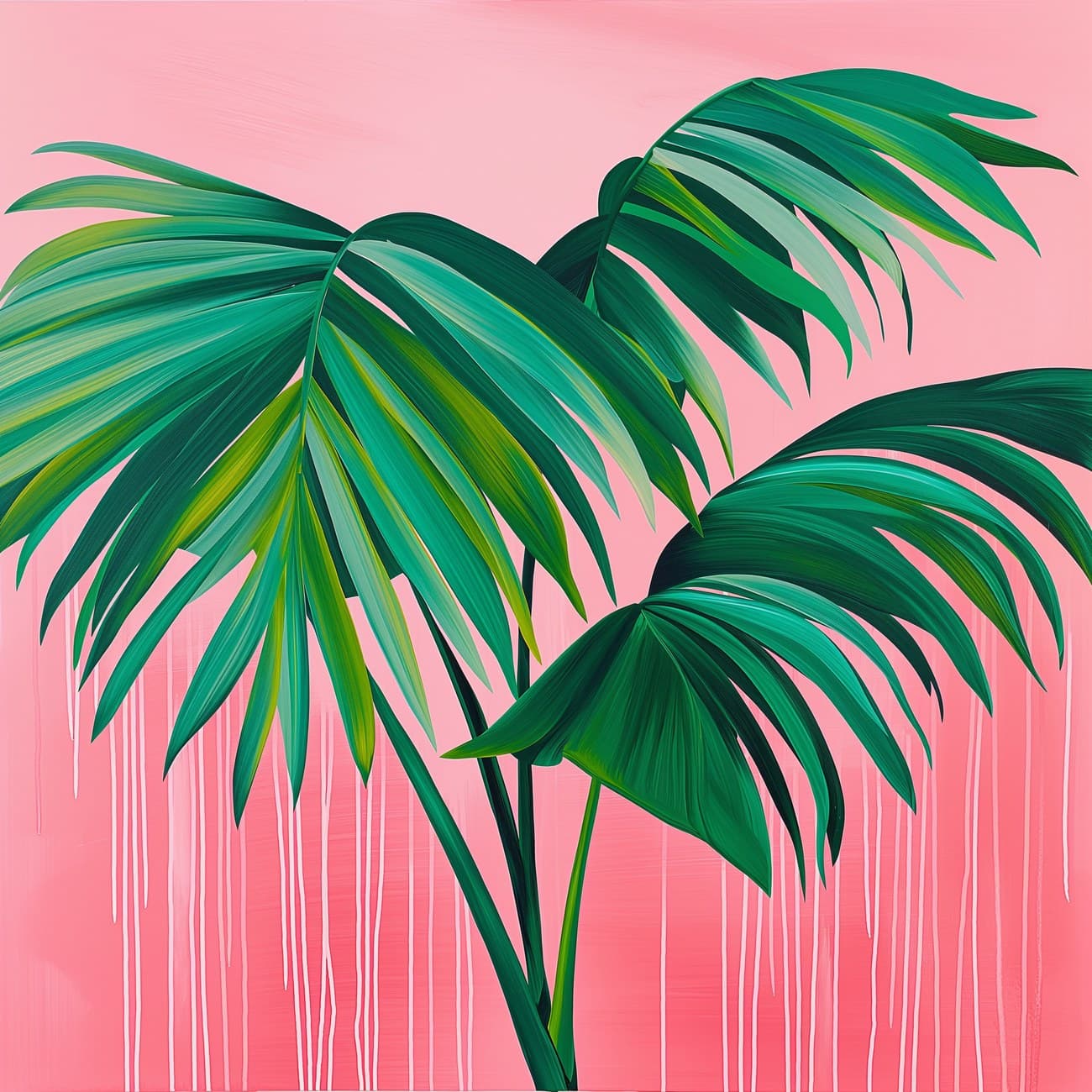 Tropical Palm Leaves Pink Background