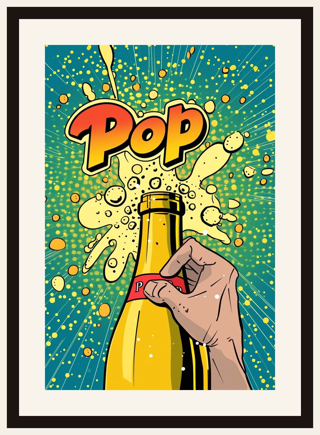 Pop Art Champagne Bottle Popping