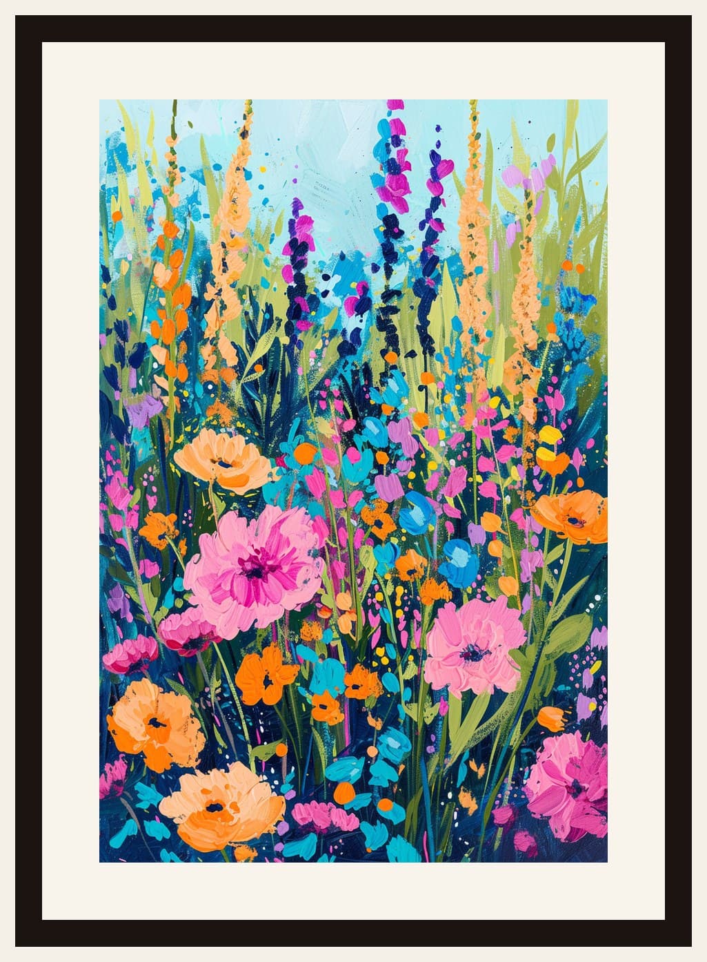 Tall Wildflower Garden Acrylic Painting